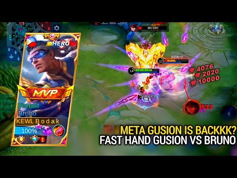 FAST HAND GUSION VS BRUNO | BRUNO BEST BUILD AND EMBLEM MLBB