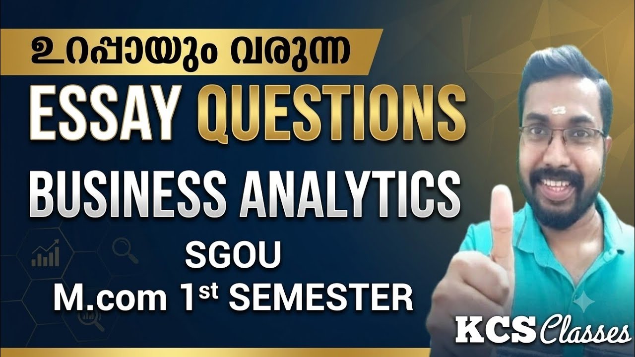 ഉറപ്പായും വരുന്ന Essay Questions 🔥|Business Analytics|SGOU M.com 1st Semester 