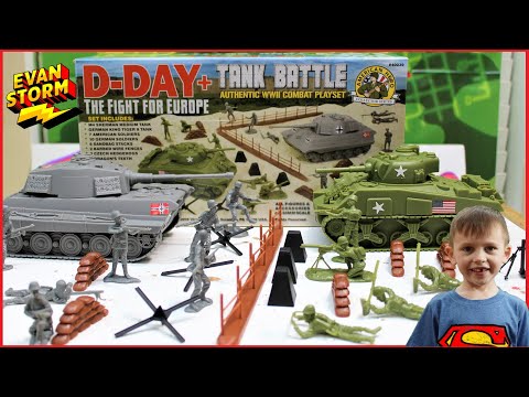 ⚡Plastic Army Men⚡ D Day Fight For Europe Pretend Play with Evan and Dad