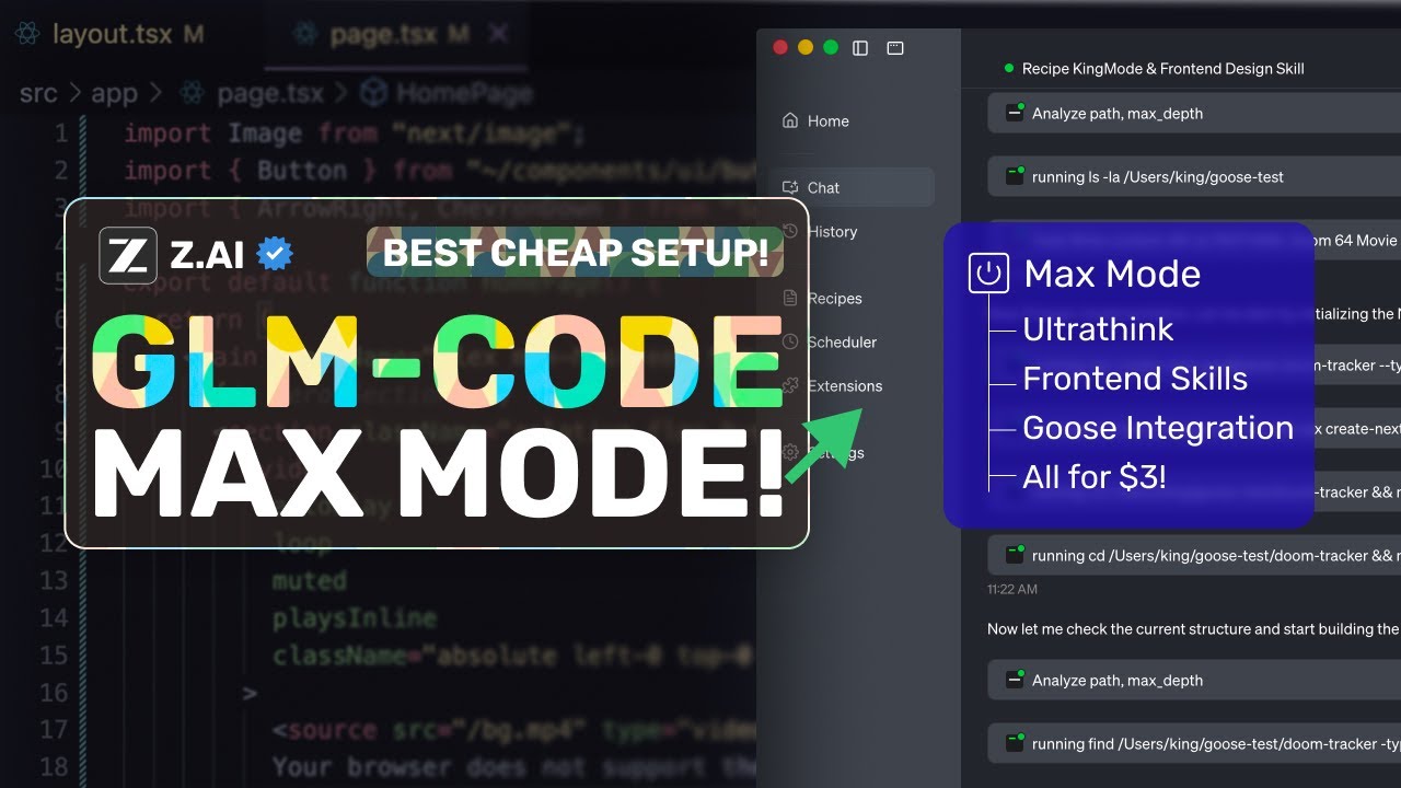 GLM Coding Plan ($3) + Frontend Skill + KingMode + Goose: This $3 Coding Setup is ALL YOU NEED!