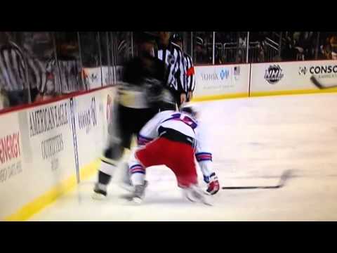 Engelland hit on Moore Penguins v Rangers