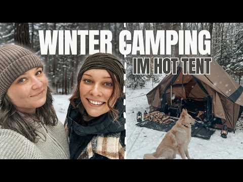 Gemütliches Winter-Camping im Wald mit @OutdoorAnca  🌲❄️ Hot Tent im Schnee Winter Overnighter