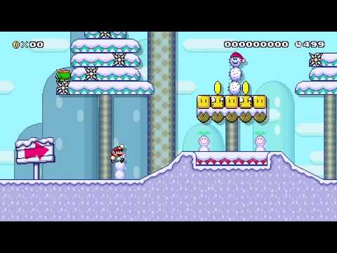 Super Mario Maker 2 Online: Schnee-Pokeys und Spikes im 16-Bit Stil