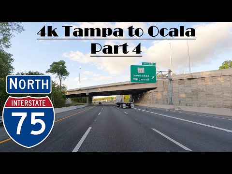 4k Tampa to Ocala Part 4.  I 75 North.  Interstate 75 North