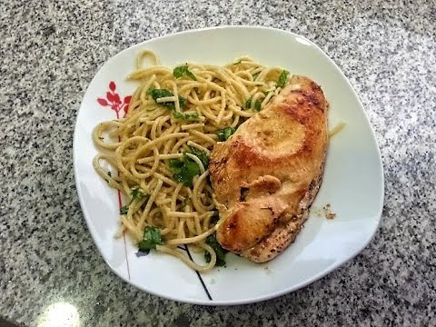 Pollo al limón con espaguetis