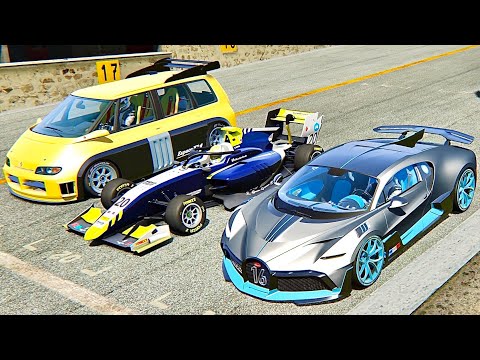 Bugatti Divo vs Formula 3 vs Renault Espace F1 - Old Spa