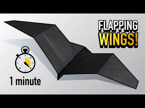 EASY Bat Paper Airplane that Flaps!!! — How to Make AeroDactyl in 1 Minute (60 seconds)