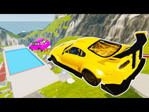 High Speed Jumps In Empty Pool (Crash Test) - BeamNG.drive High Speed Jumps In Pool (Crazy Cars)