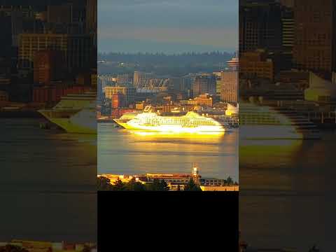 Thumbnail for Morning moment of zen as sunrise reflects off of arriving cruise ships