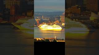 Morning moment of zen as sunrise reflects off of arriving cruise ships