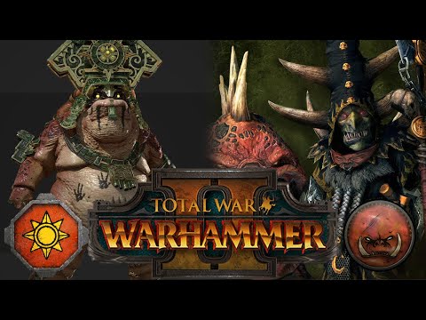 Black orcs vs large Dinos | Lizardmen vs Greenskins | Total War: Warhammer 2