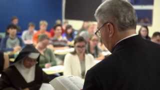 preview picture of video 'Steubenville's Bishop Monforton Teaching Theology at Franciscan University'