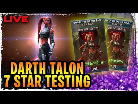 Darth Talon 7 Star Pack Opening + Testing LIVE Part 1- Worst Pack Opening EVER -  Galaxy of Heroes