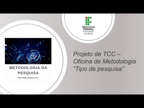 Videoaula 06 Projeto de TCC – Oficina de Metodologia “Tipo de pesquisa”