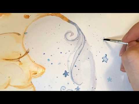 Watercolor tutorial - Draw with me Sleeping Moon