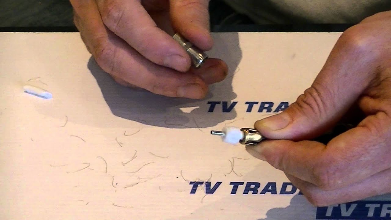 Watch video How to Put on a Coaxial Connector on a TV Aerial Cable Now How to Put on a Coaxial Connector on a TV Aerial Cable