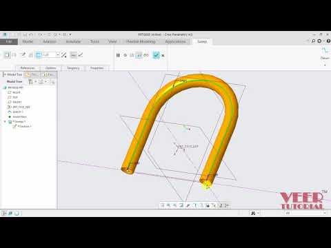 Creo Parametric 4.0 (Pro/E) 3D Modelling course Sweep feature Part 1