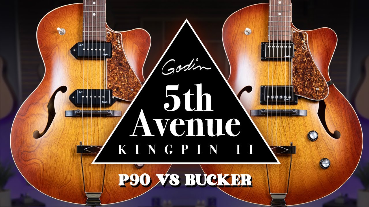opens link to Godin 5th Ave Kingpin II: P90 or Humbucker? 🤔 You Decide!