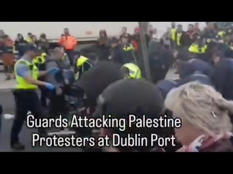 Irish Guards gently move the lefties at dublin port 2/10/25🇮🇪📸👮‍♂️