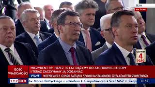 Prezydent Andrzej Duda: Patrzę dzisiaj z uśmiechem na to, jak postkomuniści, byli uczestnicy komunistycznego reżimu, pouczają nas, co to znaczy demokracja