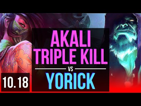 AKALI vs YORICK (TOP) | 2.2M mastery points, 3 early solo kills, Legendary | BR Grandmaster | v10.18