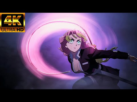 Mitsuri vs Hantengu 4K - Demon Slayer Season 3 Episode 10 (Full Fight Kanroji - Kimetsu no Yaiba S3)