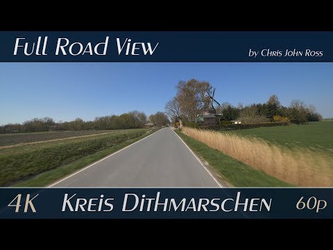 Kreis Dithmarschen, Schleswig-Holstein, Germany: Barlt - Mühlenstraße, Schulstraße - 4K (2160p/60p)