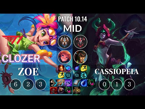 T1 Clozer Zoe vs Cassiopeia Mid - KR Patch 10.14