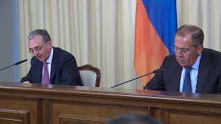 Foreign Minister of Armenia Zohrab Mnatsakanyan's statement and answer to the question of a journalist at a joint press conference with Foreign Minister of Russia Sergey Lavrov
