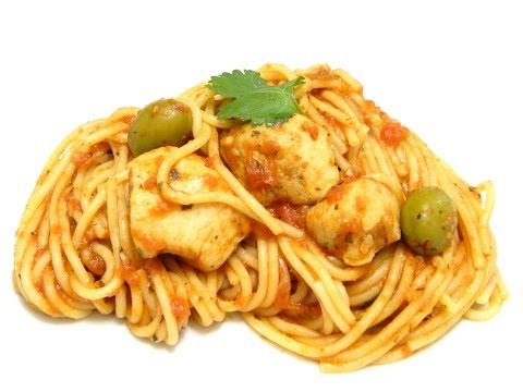 Spaghetti with Chicken Boricua style (Espaguetis con...