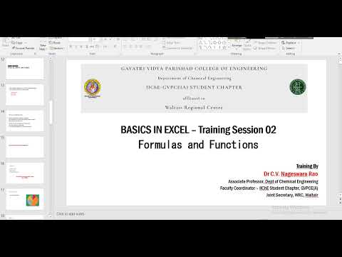 Excel Training - Video-4 Basic Functions - Feb 19th 2022 #cvnr