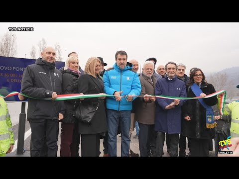 Matteo Salvini inaugurates the new Manzoni Bridge connecting Pescate to Lecco.