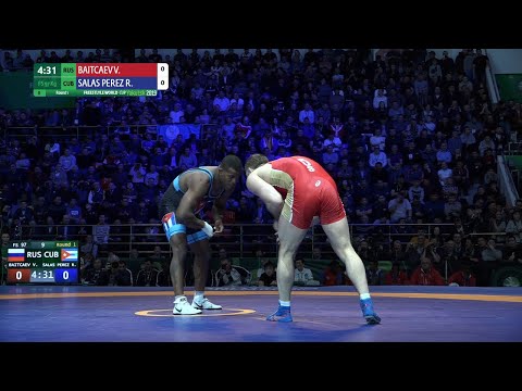 Round 1 FS - 97 kg: V. BAITCAEV (RUS) v. R. SALAS PEREZ (CUB)