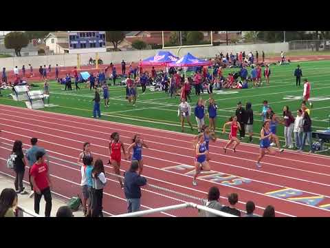 JVG 100m Heat 1 vs Fountain Valley 3-21-18 - Los Alamitos Girls