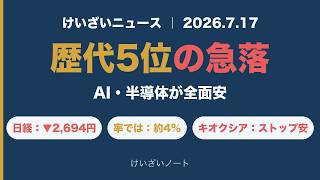 日経平均が歴代5位の急落／2,694円安・キオクシアはストップ安…この下げをやさしく解説｜けいざいノート