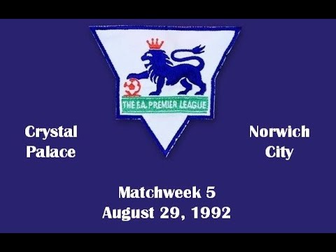 FA Premier League. Season 1992-1993. Matchweek 5. Crystal Palace - Norwich City - 1:2. Highlights.