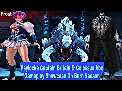 Psylocke Captain Britain & Colossus Abx Gameplay Showcase On Burn Season - Marvel Future Fight