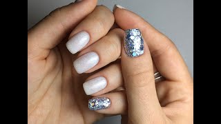 Refill estivo: Unghie bianco latte e glitter sotto vetro!