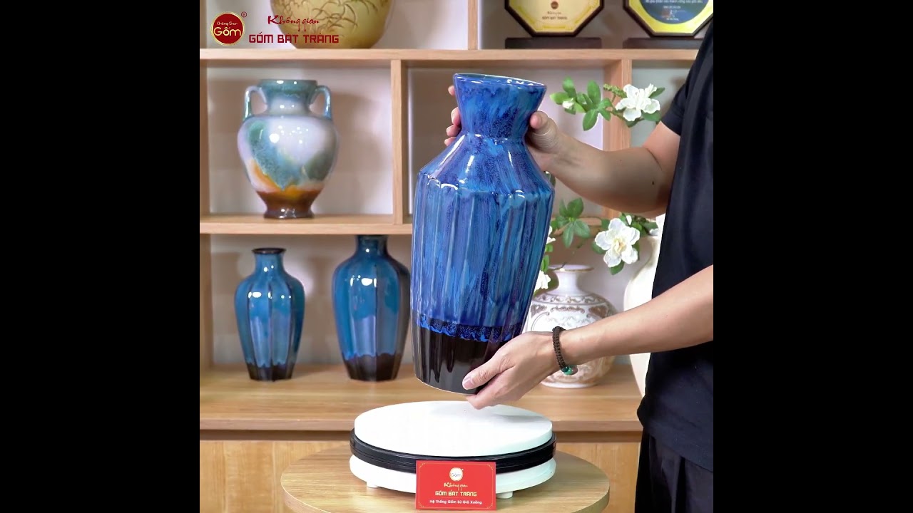 Bộ Lọ Hoa Dáng Xoài Khía Men Hỏa Biến