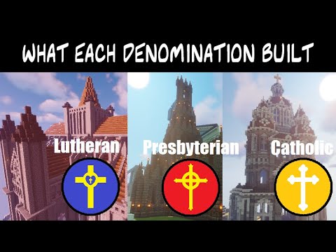 Each denomination’s city on our Christian Minecraft server (MONTAGE)