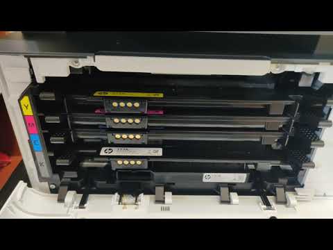 Hewlett Packard (HP) HP Color LaserJet 178nw AIO daugiafunkcis Spausdintuvas - A4 spalvotas lazerinis, spausdinimas/kopijavimas/skenavimas, LAN, WiFi, 18 psl./min., 100–500 puslapių per mėnesį (pakeičia M183fw) video