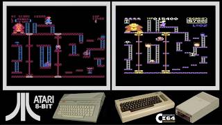 Atari 8-bit vs C64 : DONKEY KONG (Side by side comparison)