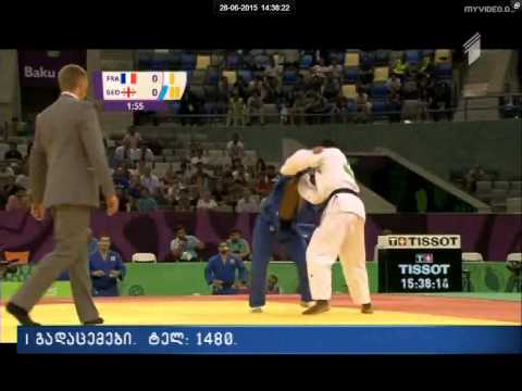 Loic Korval vs Amiran Papinashvili judo teams European championships - Baku 2015