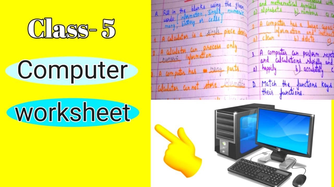 class 5 computer worksheet/ computer worksheet for class 5/ computer worksheet of class 5/ class 5