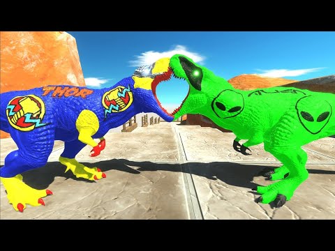 CAPTAIN AMERICA vs IRON MAN T-REX DEATH RUN - Animal Revolt Battle Simulator