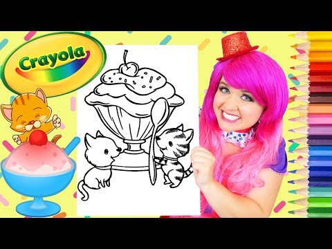 Coloring Ice Cream Kitty Cats Crayola Coloring Page Prismacolor Pencils | KiMMi THE CLOWN Video