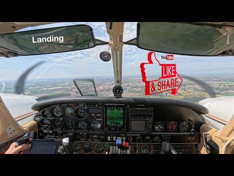 PA34 200T Piper Seneca II    Cockpit view Engine start up   takeoff  and Landing