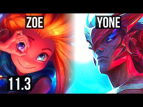 ZOE vs YONE (MID) | 7/0/4, Rank 8 Zoe, Godlike | EUW Challenger | v11.3
