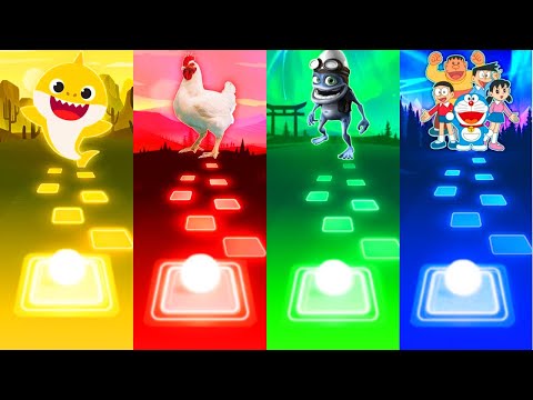 Baby Shark Vs Chicken Song Vs Crazy Frog Vs Doraemon Team -Tiles Hop EDM Rush !