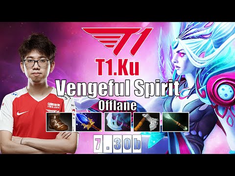 Vengeful Spirit Offlane | T1.Ku | KUKU SPAM THIS HERO FOR MMR | 7.30b Gameplay Highlights